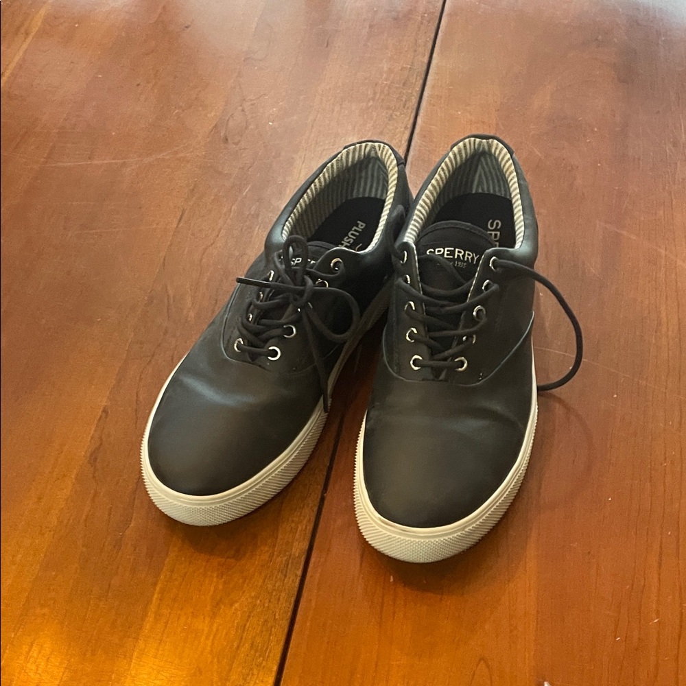 Sperry Men's Black Sneakers with White Soles